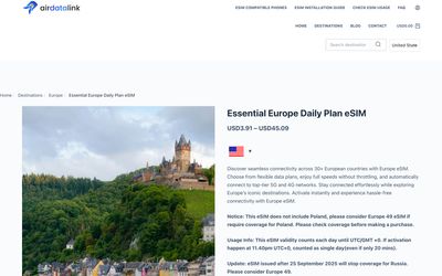 página de detalles del plan de airdatalink