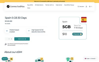 pagina dei dettagli del piano di ConnectedYou