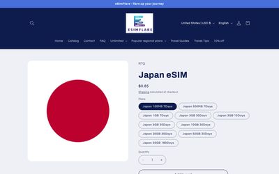 page de détails du forfait de eSimFlare