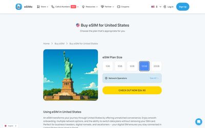 eSIMo plan details page