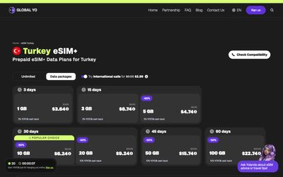 GLOBAL YO plan details page