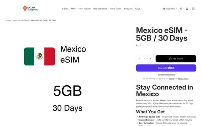 LATAM Travellersのプラン詳細ページ