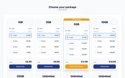 Ovosimのプラン詳細ページ