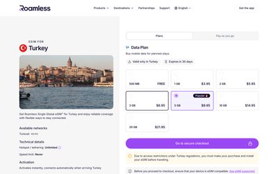 Roamless plan details page