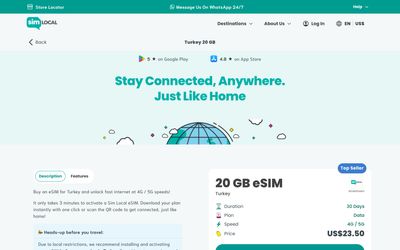 Sim Local plan details page