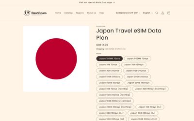 página de detalles del plan de DashRoam