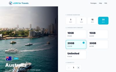 EsimForTravelsのプラン詳細ページ