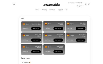 página de detalles del plan de Roamable