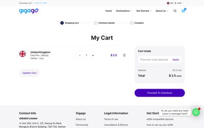 GIGAGO cart page