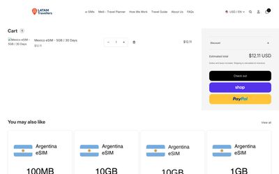 LATAM Travellersのカートページ