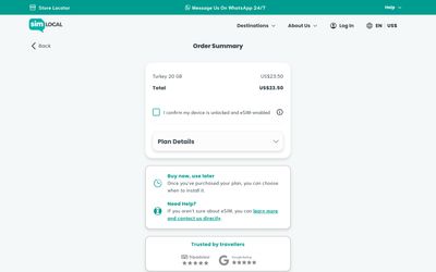Sim Local cart page