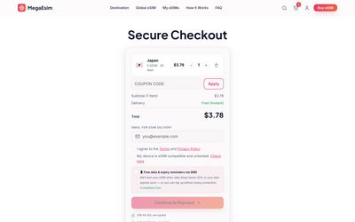 MegaEsim cart page
