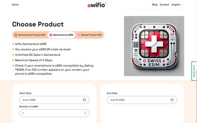 page de liste des forfaits de Wifio
