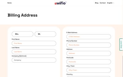 page de paiement de Wifio