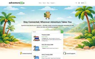 página de búsqueda de AdventureSIMs