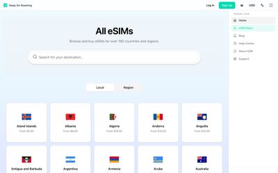 Keep On Roaming search page
