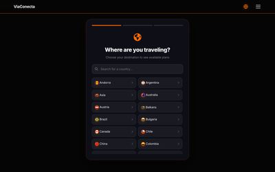 page de recherche de ViaConecta