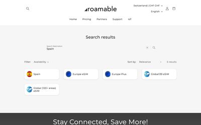 página de búsqueda de Roamable