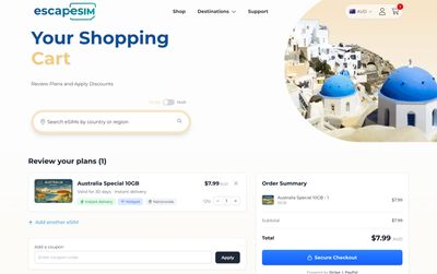 page panier de EscapeSIM