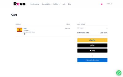 Revo eSIM cart page