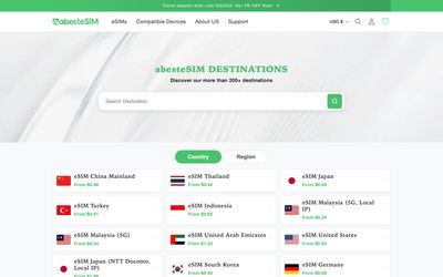 page de liste des forfaits de abesteSIM