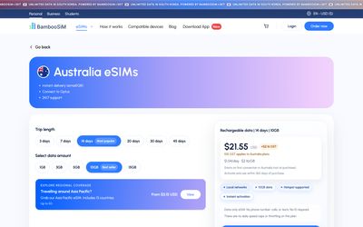 BambooSIM plans list page