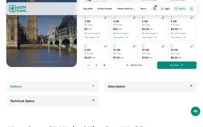 pagina elenco piani di eSIMCard