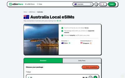 página de lista de planes de eSIM Hero
