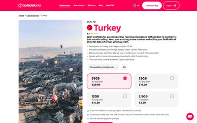 GoMoWorld plans list page