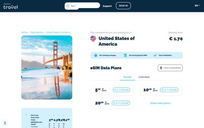 página de lista de planes de Manet Travel