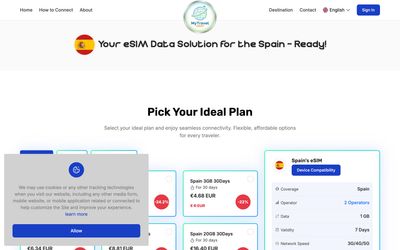 MyTravel eSIMのプラン一覧ページ