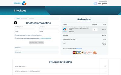 Bouygues Telecomの購入ページ