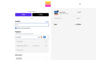 page de paiement de Earth Esim