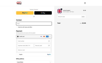 pagina di pagamento di eSIM Prime