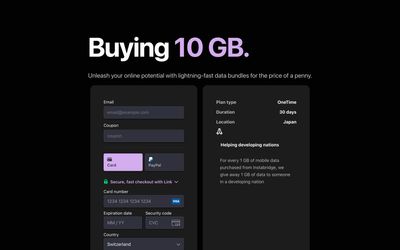 Instabridge checkout page