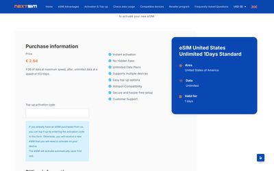 pagina di pagamento di nextSIM