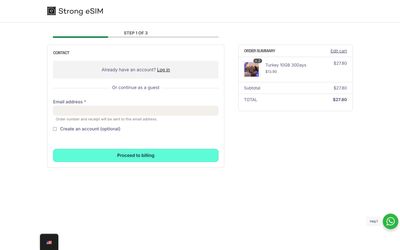 página de pago de Strong eSIM