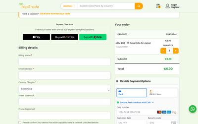 pagina di pagamento di TropiTrade