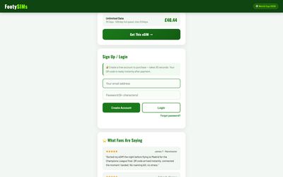 FootySIMs checkout page