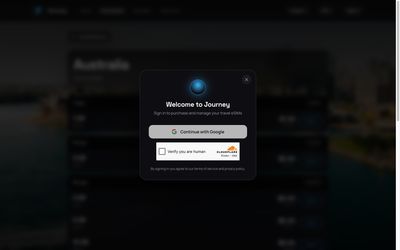 page de paiement de Journey Esims