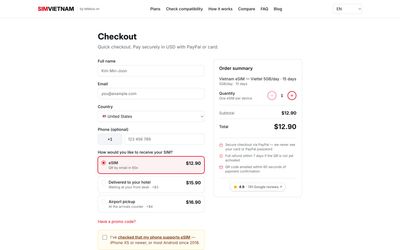 simvietnamの購入ページ