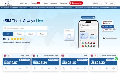 pagina iniziale di eSIM Cards