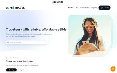 pagina iniziale di eSIM4Travel