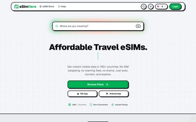 página de inicio de eSIM Hero