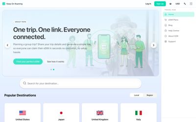 Keep On Roaming home page