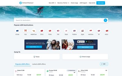 page d'accueil de MobiMatter