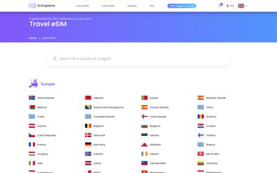 página de inicio de SimOptions