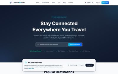 page d'accueil de Connect Me Guru