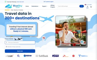 página de inicio de BlueSky eSIM