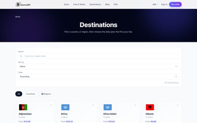 RoameSIMのホームページ